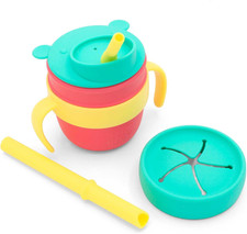 Easy Learn Drink and Snack Set Baby Toddler Silicone Learning Cup Snack Se