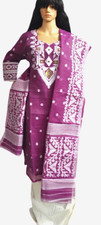 Indian Authentic Dhakai Jamdani Cotton Handloom Ready Kuri Salwar Kameez Suit-L