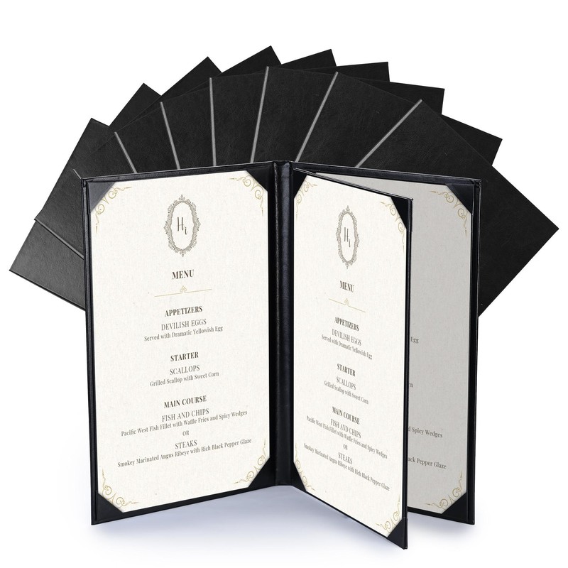 WeChef 10-Pack 8.5"x14" Menu Covers 4 View Leather Faux Cafe Restaurant Bars