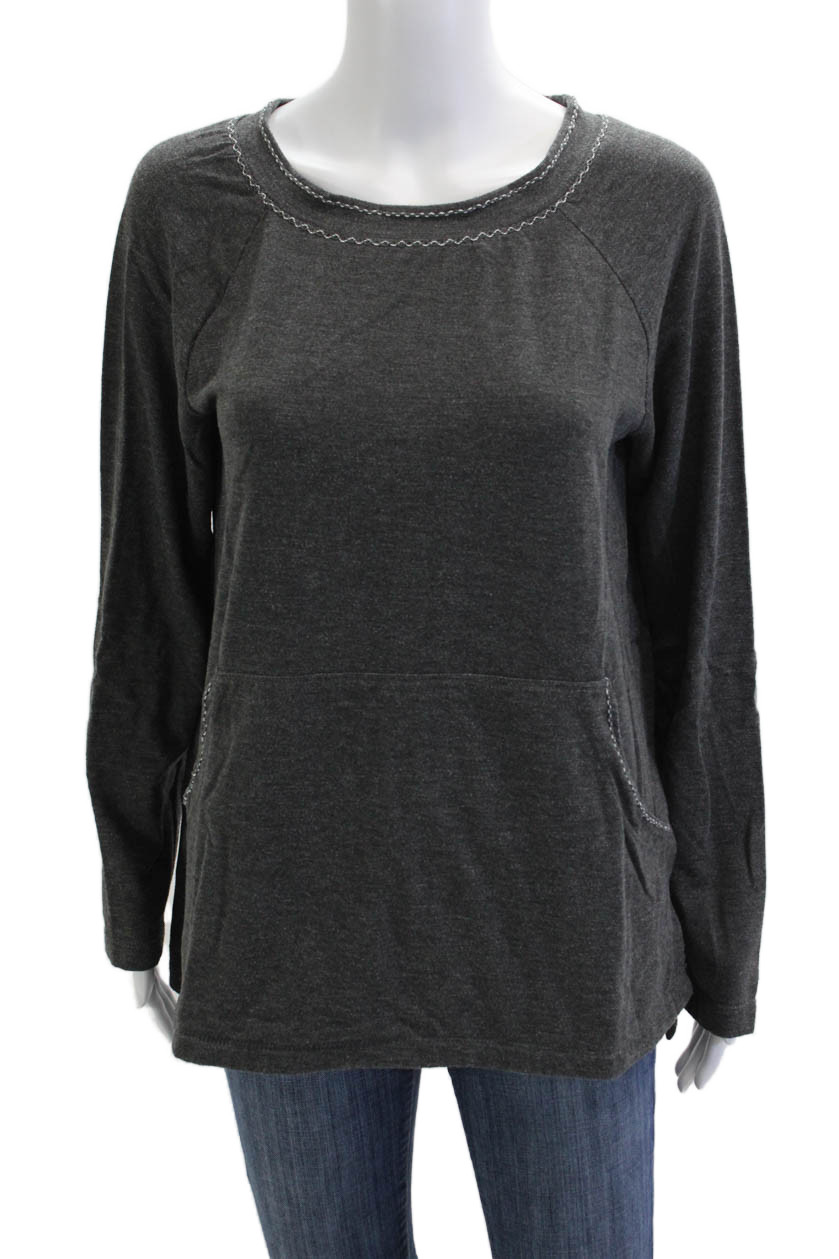Max Studio Womens Basic Dark Gray Crew Neck Long … - image 1
