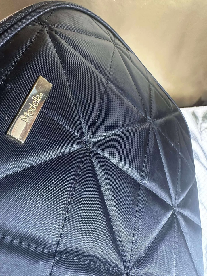 Modella Black Quilted Cosmetic Toiletry Travel Bag – Stylish Organizer Case - Image 2 of 4