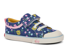 See Kai Run Kristin Blue Denim/Floral Sneakers Girls FULL SIZE