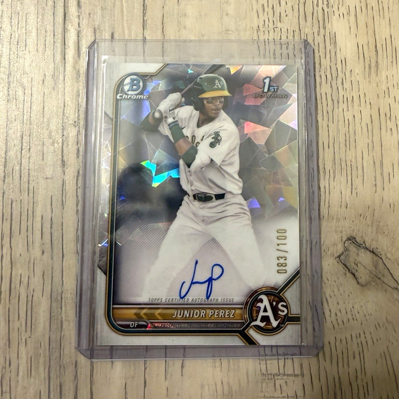 Topps 2022 Bowman Chrome Junior Perez Rookie Auto Atomic Refractor /100 A’s