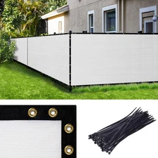 Amgo 6'x50' White Fence Privacy Screen, Commercial Heavy Duty Windscreen 90% Blo