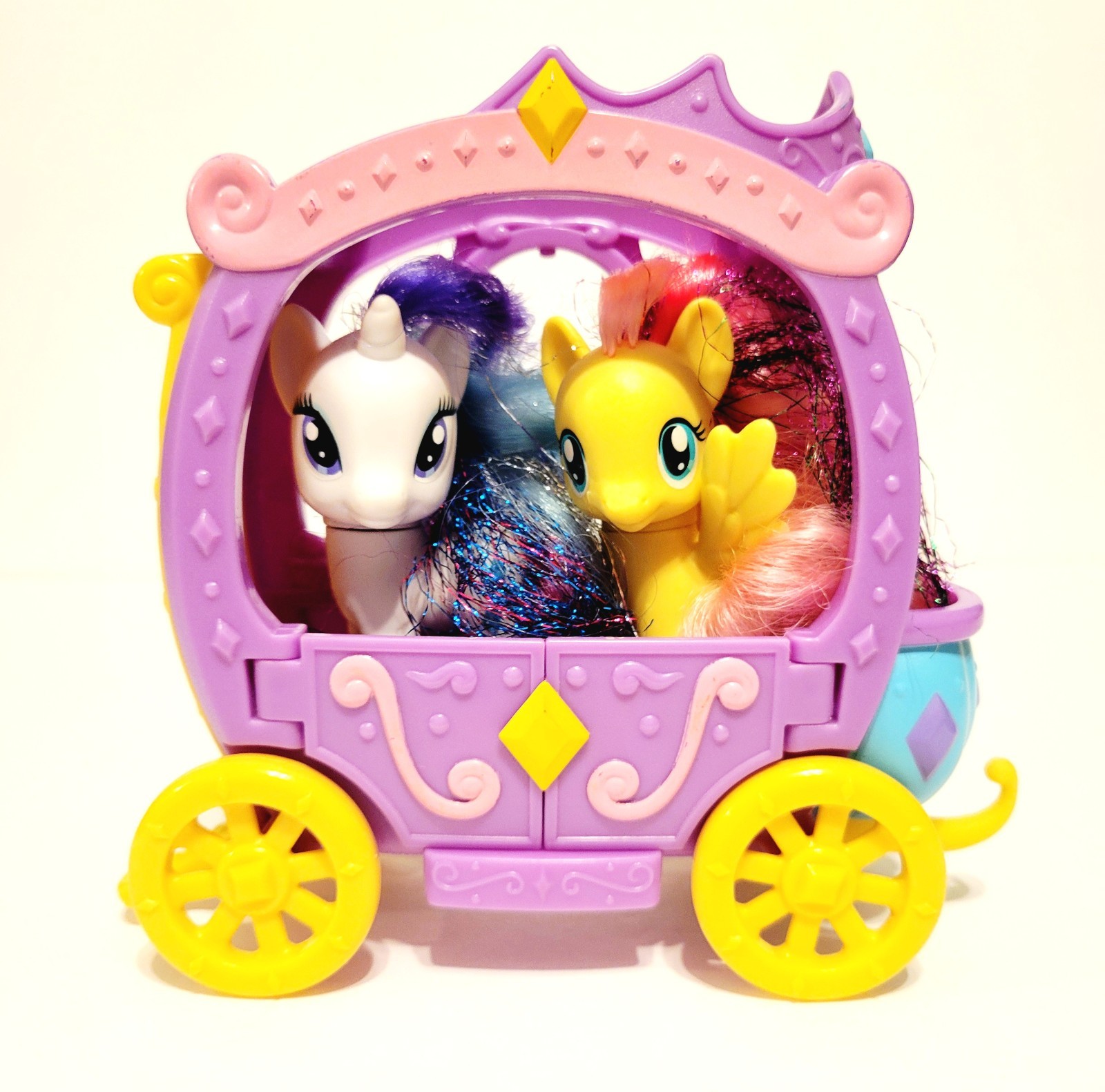 My Little Pony G4 Rarity Unicorn Fluttershy Pony Royal Gem Carriage 2010 MLP