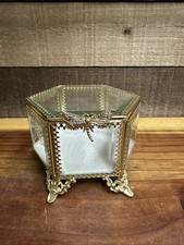 Rachel Ashwell Gold Glass Trinket Jewelry Box with Dragonfly