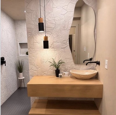 Oval Travertine Bathroom Sink   Hand-Carved Natural Stone Vessel Sink, Chisel...