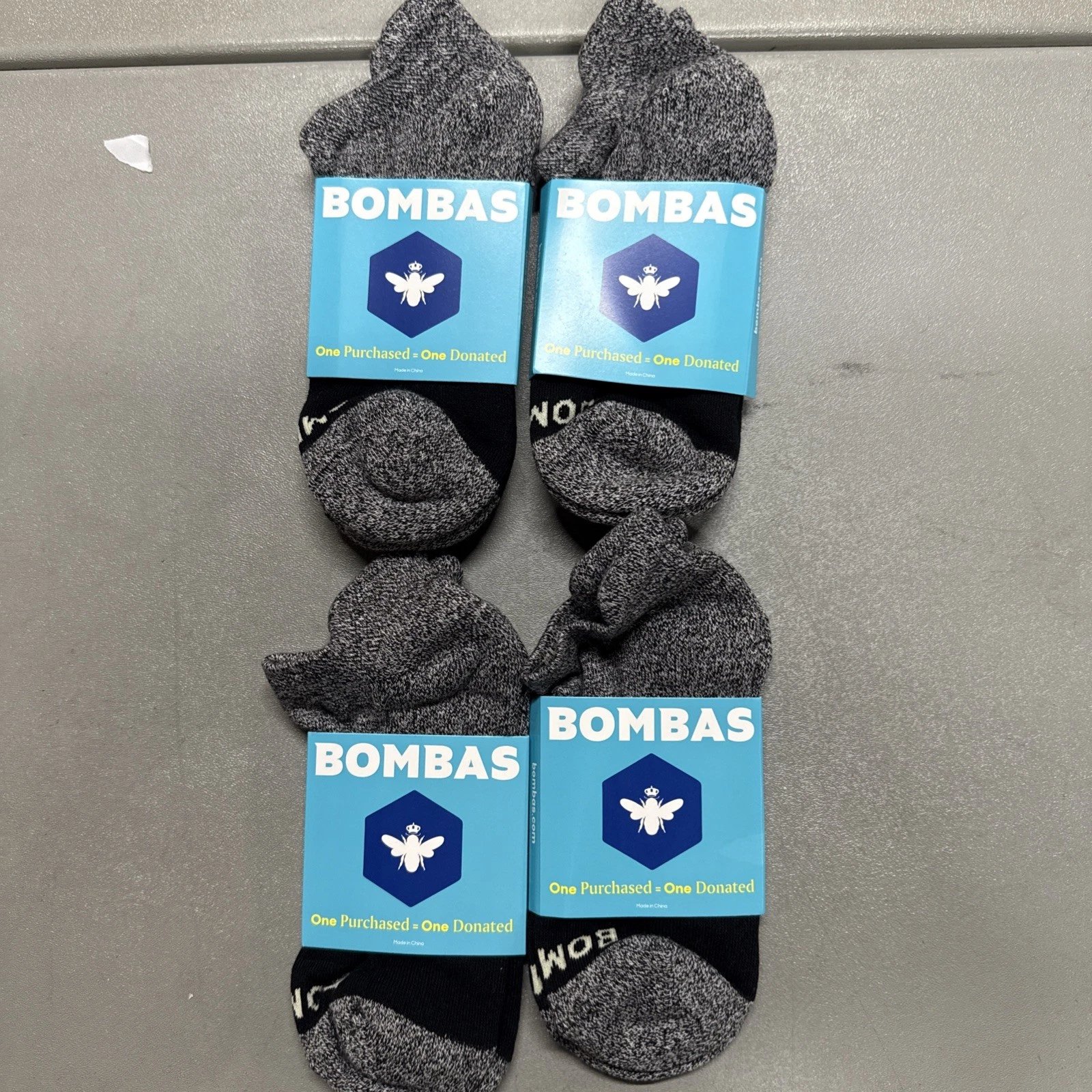4 Pack Bombas All-Purpose Ankle Socks - Women's Medium - Black /Grey