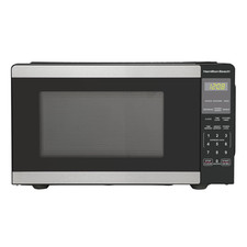 Hamilton Beach 0.9 Cu ft Countertop Microwave Oven, 900 Watts, Black Stainless.