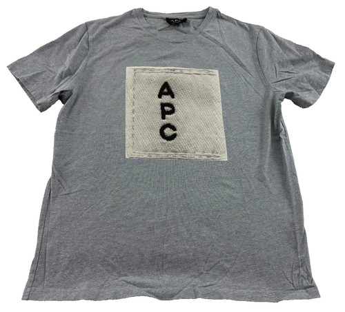 A.P.C. Rue Madame Paris Size Small Gray Graphic Print Tee Shirt!