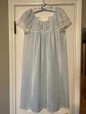 Vintage Val Mode Light Blue Nylon Nightgown w/Lace Trim Size Medium