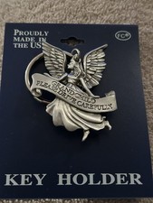 Silver Retro Finish Guardian Angel Grandchild Please Drive Carefully Keychain