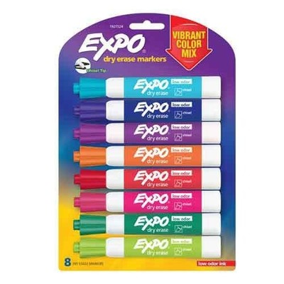 Expo Marker Dry Erase White Board Chisel Tip 8/Pk Assorted Colors School Office