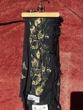 Island Trends Hawaii Sarong OS Black Gold Tropical Fish Rayon Wrap
