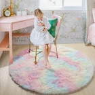 4X4 Round Shaggy Area Rugs Soft Fluffy Floor Carpets Mats for Kids Room Bedroom
