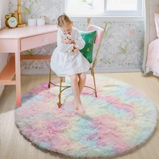 Round Shaggy Area Rug - 4x4 Soft Plush