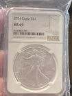 2024 NGC MS69 AMERICAN SILVER EAGLE ~ BROWN LABEL ~ 1 TOZ .999 SILVER