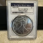 2026 (W) The West Point Mint Label 1OZ Silver Eagle MS70 Perfect Coin