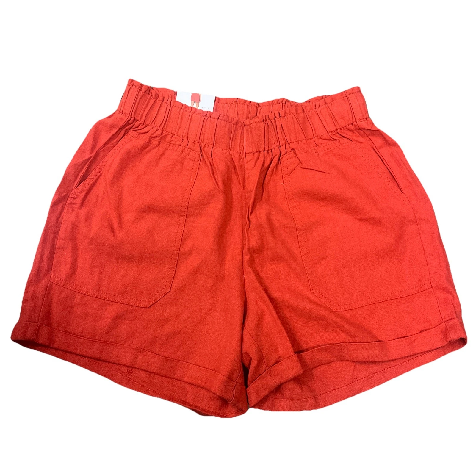 NWT Women's Orange BRIGGS Linen Pull On Short Size XXL