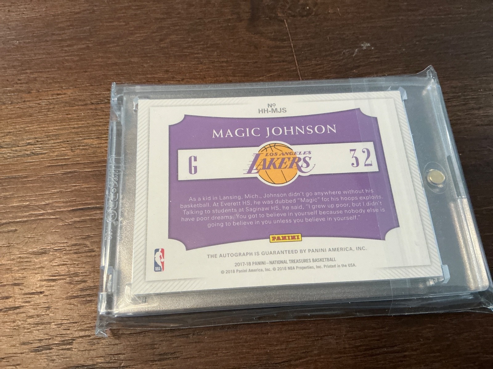 2017-18 NATIONAL TREASURES MAGIC JOHNSON AUTO 8/10 HOMETOWN HEROS view 2