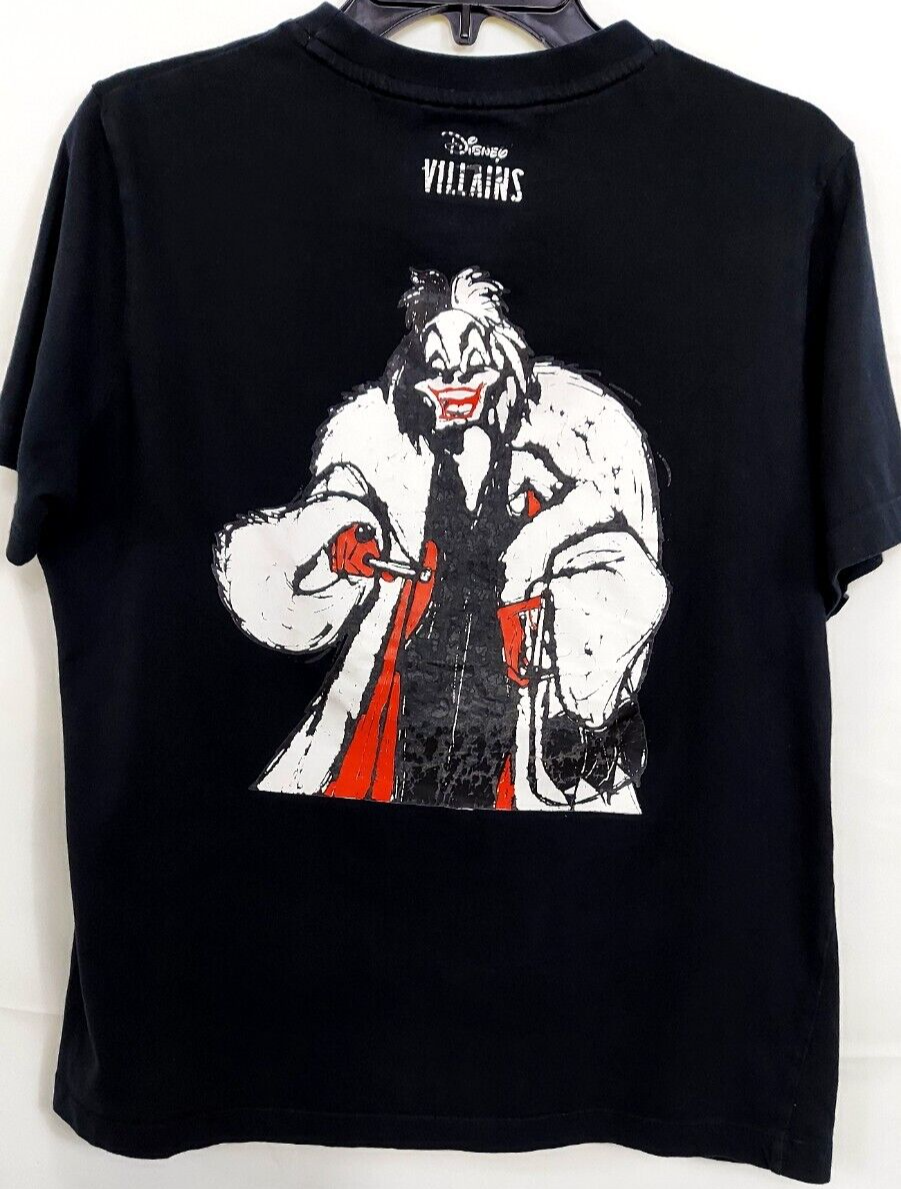 T shirt Fila Disney Villains Unisex Crudelia de Vil taglia media cotone nero 100%