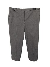 Talbots Petite Pant Gingham Black  White Check Ankle Cotton Blend Size 8P
