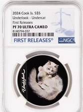 2024 Cook Islands $5 1oz Silver Proof Underlook UnderCat PF 70 FR NGC