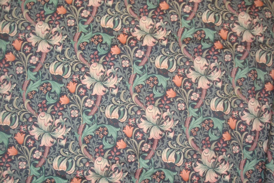 4.5 yds Arthur Sanderson Fabric Golden Lily Minor Indigo Drapery UK 54" x 162" - Image 2 of 4