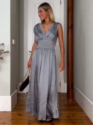 Zara ZW Collection Satin Midi Dress Sky Blue Grey Size XS S M 6895/069 New  | eBay