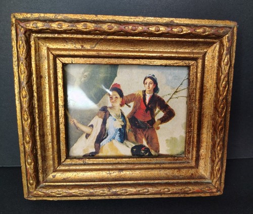Gerahmter Francisco Goya der Sonnenschirm Sonnenschirm viktorianischer Miniatur-Kunstdruck, Italien
