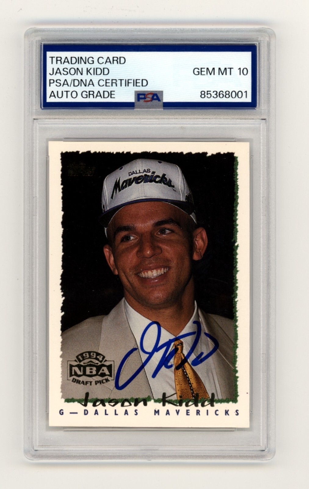 Jason Kidd 1994 Topps NBA Draft Pick #37 Rookie RC Signed PSA 10 Auto Mavericks