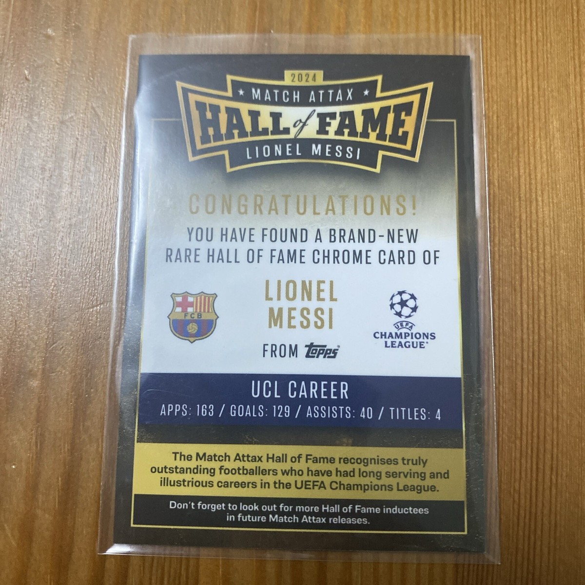 Lionel Messi HALL OF FAME Match Attax 2025 TOPPS Barcelona HOF 4