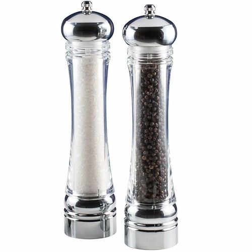 ORII 4PIECE SALT AND PEPPER MILL SET WITH REFILLS SILVER eBay