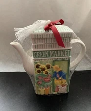 Celestial Seasonings Collectible Teapot w English Breakfast Tea 2006 NEW Ceramic