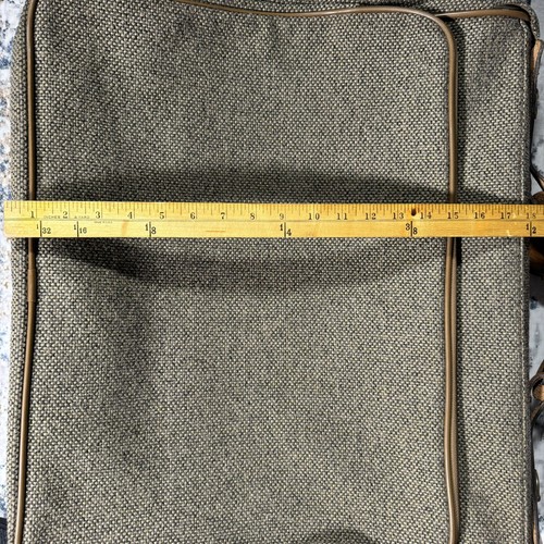 Hartmann Garment Bag Tweed Leather Trim Travel Luggage 22 x15 Brown W/ Strap Vtg - Picture 15 of 15