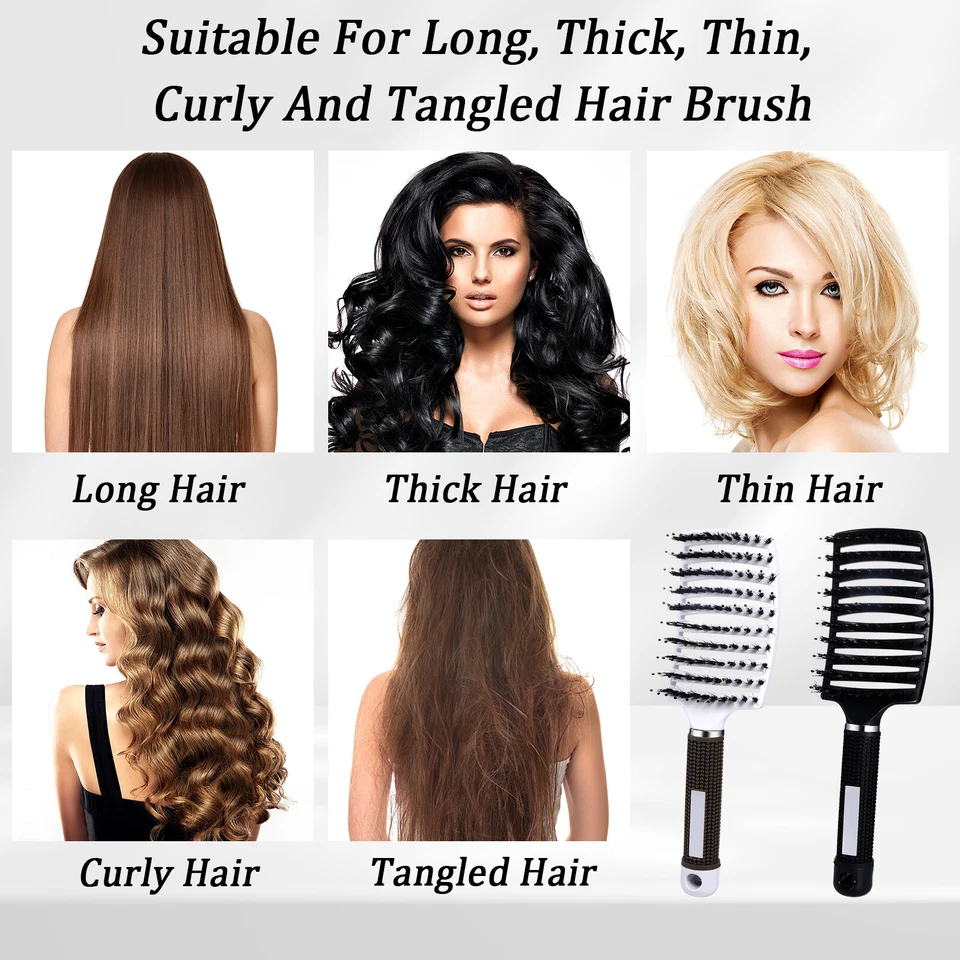 Cepillo de cerdas de nailon para desenredar el cabello cuero cabelludo peine cepillo 2 piezas Foto 2 de 4