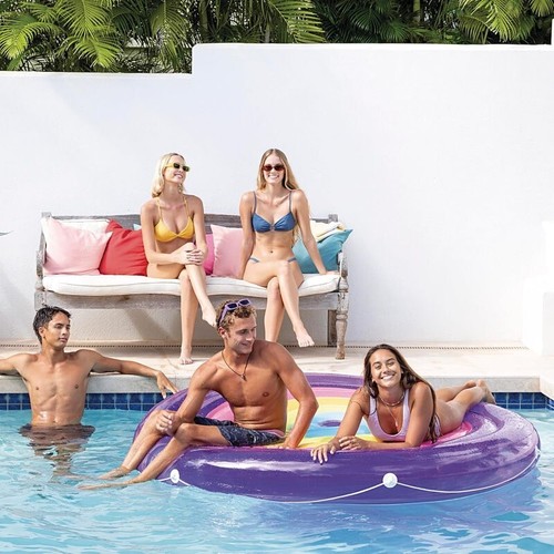Intex Rainbow Fiesta Island Pool Float 201 x 24cm XL Inflatable Water Lounge - Picture 3 of 13