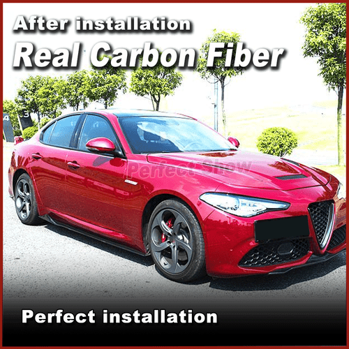For Alfa Romeo Giulia 17-20 REAL Carbon Fiber Side Skirts Extension Lip Spoiler - Picture 3 of 13