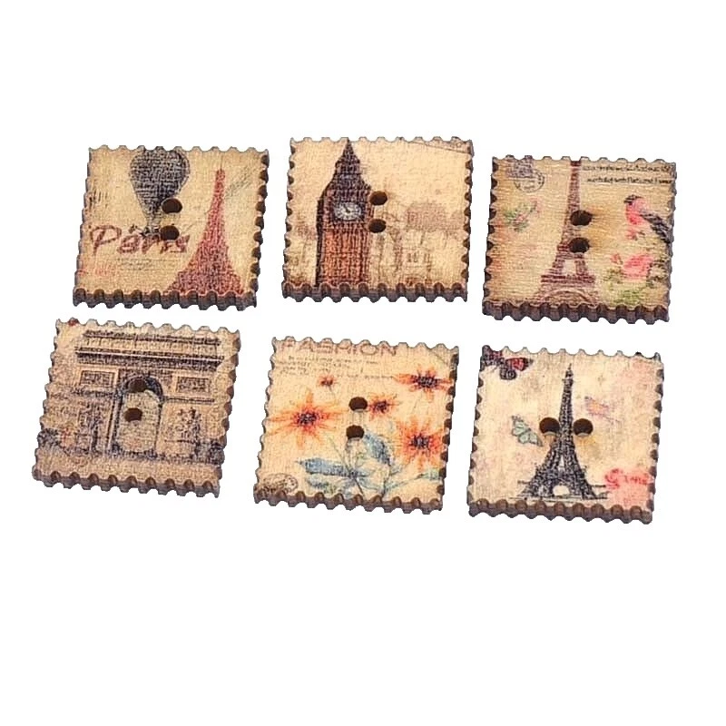 Manualidades Cuadrado 2 agujeros botones de costura Botón Plano