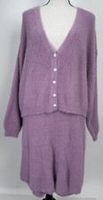 ⭐️ Nasty Gal Lavender Pink Cardigan Sweater And Shorts Lounge Set Sz L