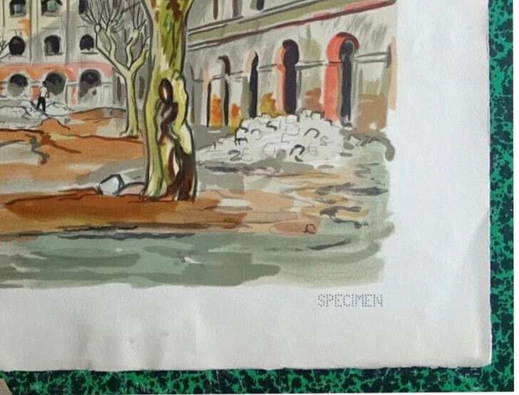 Yves BRAYER Marseille place église grande Lithographie originale 1974 - Photo 3/4