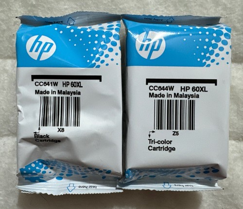 HP 60XL Black & Tri-Color Combo Pack D8J61BN - CC641WN & CC644WN Nowe pakiety folii - Zdjęcie 10 z 14
