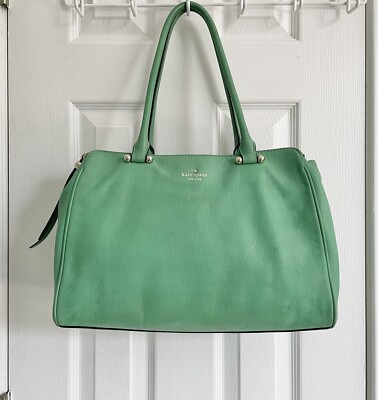 Kate Spade Large Mint Green Leather Satchel Purse Handbag Charles Street 