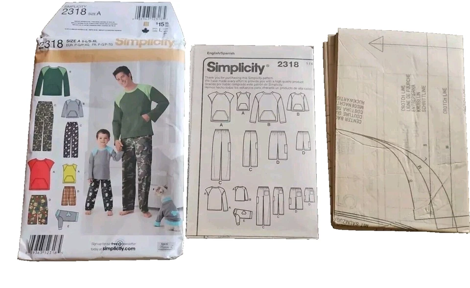 Simplicity 2318 Pants or Shorts Top and Dog Top Boys Sz S-L Mens Sz S-XL Uncut - Image 2 of 2