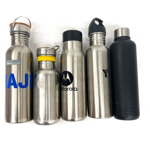 5 pcs Assorted Water Bottles Metal Hydration Flasks, Apple H2GO Motorola - Picture 1 of 9