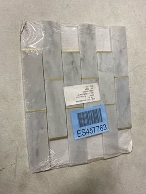 Daltile LV26MELDMS1P 14''x11'' Matte Marble Mosaic Tile - White/Brass