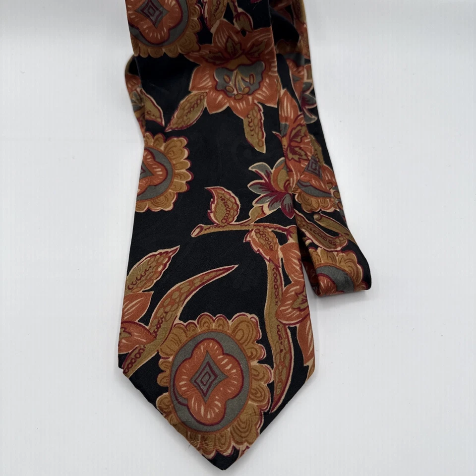 Mario Valentino Colores Otoño 100% Seda Hecho en EE. UU. Marrón, Dorado, Granate, Negro 58/3.5 Foto 4 de 4