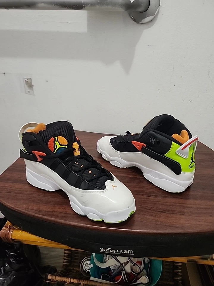 Nike Air Jordan 6 Anillos GS His Airness Negro Blanco Zapatos 323399-038 Talla 6Y Foto 3 de 4