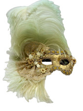 Venetian Eye Mask with Feathers Perfect for Masquerades and Handmade in Venice