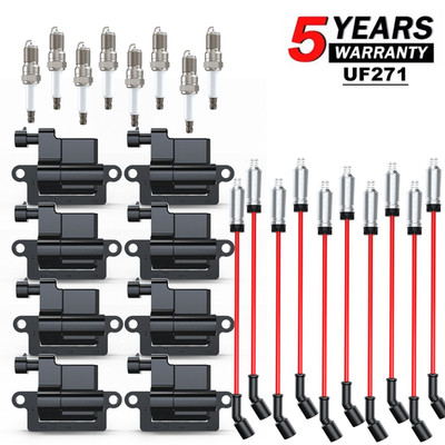 8 Pack Square Ignition Coil & Spark Plug Wire For 2001-2007 GMC Savana 3500